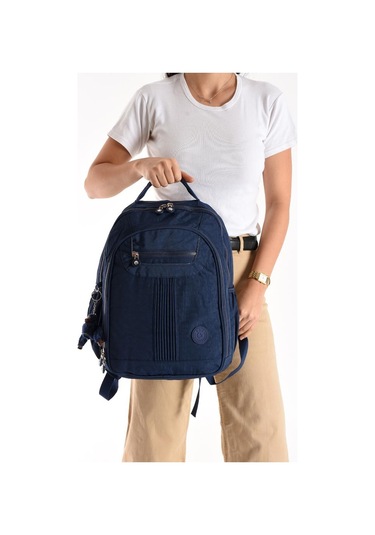 Unisex Sırt Çantası 40 30 Cm Okul Çantası Günlük Spor Çantası Klinkır Kumaş Hafif Çok Cepli Su İtici Mavi