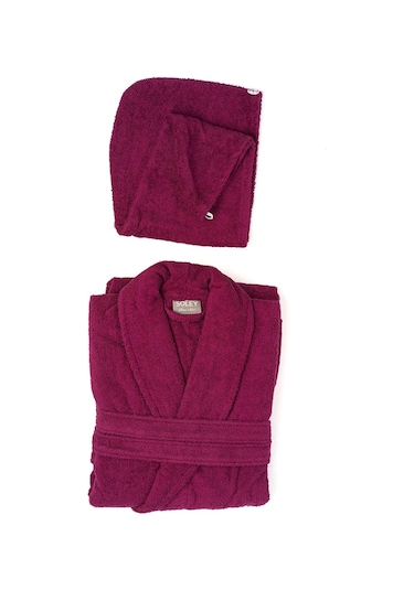 Soley Mayda Ekstra Yumuşak %100 Pamuklu Saç Bonesi & Kadın Bornoz Seti HV.MINERVA.02