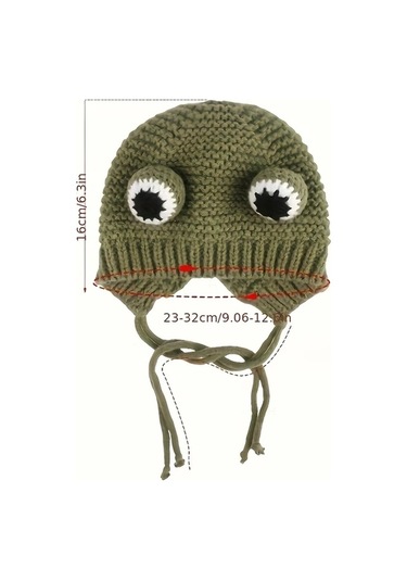 Elmpaly Sarı Renkli Rahat Örgü Evcil Hayvan Şapkası: Büyük Gözlü Kurbağa Desenli, Ayarlanabilir, Kışlık Sessiz Kulak Koruma
