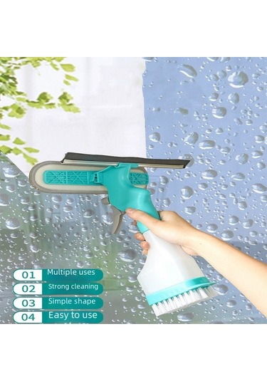 Reedark Ev İçi Kullanımlı Çift Taraflı Cam Temizleme Fırçası, Sprey Sulama, Sponge Ve Tarama Özellikli Dört İşlevli Temizlik Aleti Renkli Kutu Diğer