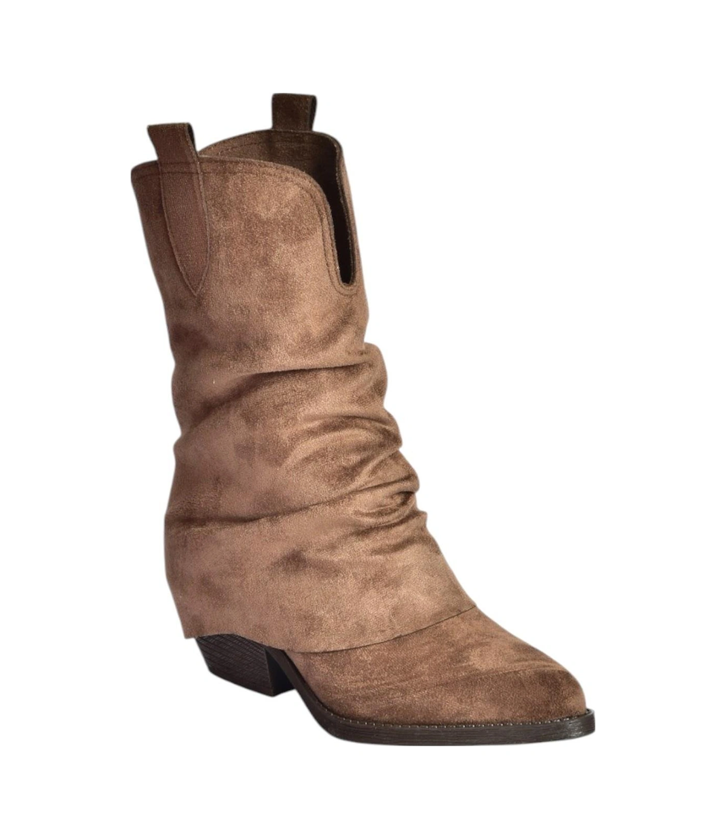 V404041002 Kahverengi Süet Kalın Topuklu Kadın Bot Kahverengi-süet