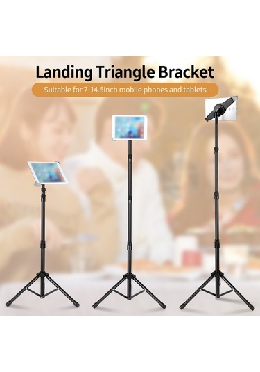 Pazly Bilgisayar Standı 7-14,5 İnç Telefon Ve Tabletler İçin Alüminyum İniş Üçgen Braketi 360 Dönüş, Ayarlanabilir Yükseklik 55-145 Cm