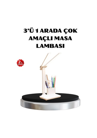 Bfs Kalemlik Ve Telefon Standlı Masa Lambası Kısılabilir Led Işık, Göz Dostu Tasarım Çok Renkli