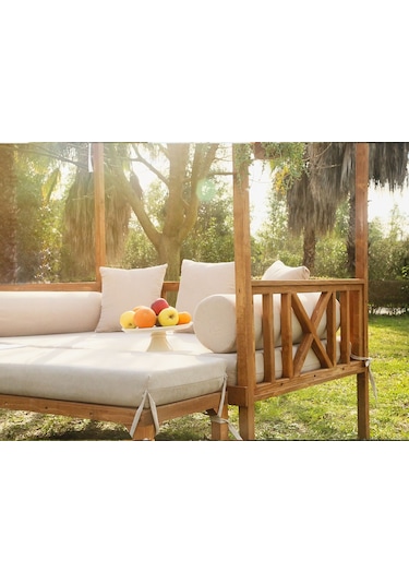 Mandu Exclusive Ahşap Bahçe Yatağı (Daybed) Bej