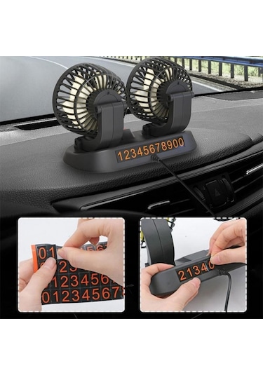 Araç Araba Otomobil Mini 2 Li Vantilatör Fan Pervane Soğutucu 12v Fan10
