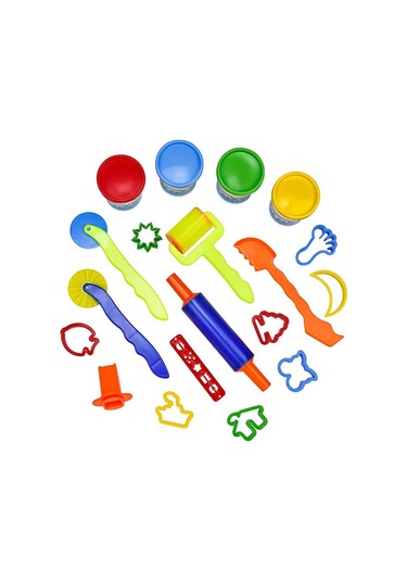 Oyun Hamuru Seti 18 Parça 1 Paket Oyun Hamuru Merdane Kalıp Enjektör Seti Okul Öncesi Kreş Anasınıfı Mavi - Mor - Pembe - Siyah