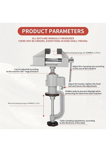 Dashanshop Dayanıklı C Tipi Mengene - 360 Dönebilir Ayarlanabilir Sıkma Kuvveti Ahşap İşçiliği Ve Hobi İçin