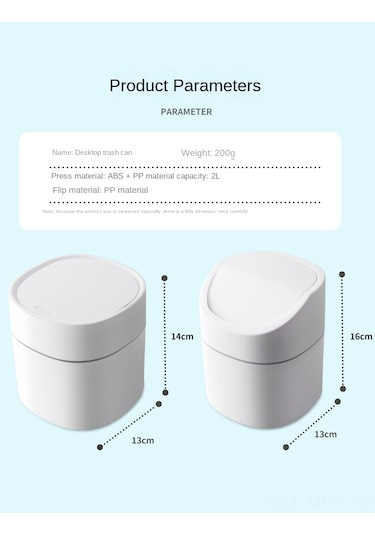 Monyee 2 Litrelik Basınçlı Kapaklı Masaüstü Çöp Kutusu - Dayanıklı Plastik Ev Ofis İçin