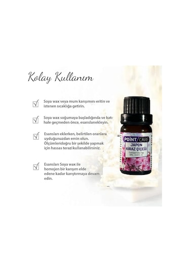 Point Care Japon Kiraz Çiçeği Kokulu Mum Esansı 10ml ,soya Wax