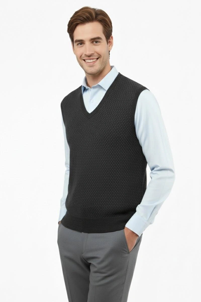 Erkek V Yaka Süveter Çelik Örgü Regular Kalıp 5201h Bgl-st04842 Antrasit
