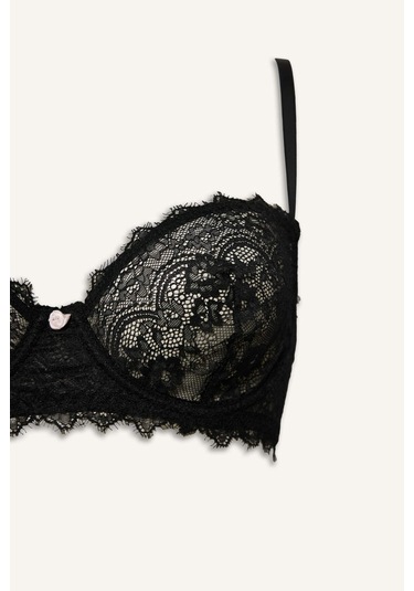 Defacto Bağcıklı Dantelli Kapsız Pedsiz Balenli Balkonet Sütyen Fall İn Love F7024ax25wnbk81 Siyah