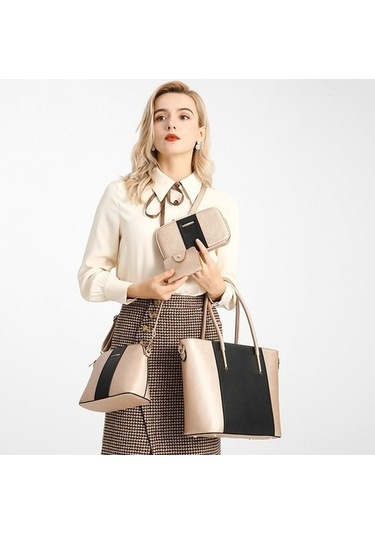 Didadodo 4'ü 1 Arada Moda Çapraz Çantalar Pu Büyük Kapasiteli Çanta Siyah Beyaz, Renkli Tasarım Beyaz - Siyah