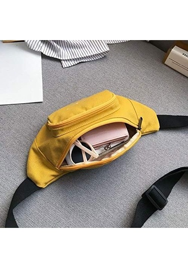 Bel Çantası Tuval Kadın Bel Çantaları Unisex Göğüs Çantası Moda Kemer Çantası Rahat Seyahat Kadın Omuz Çantaları Moda Fanny Paketi Kadın Göbek Çantası 1 A1183 Siyah