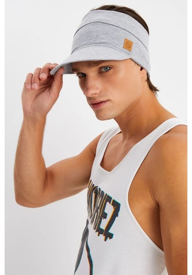 Erkek Uv Koruyuculu %100 Pamuklu Penye Tenis Golf Stil Vizör Şapka Siperlik - Tek Ebat / Açık Gri Açık Gri