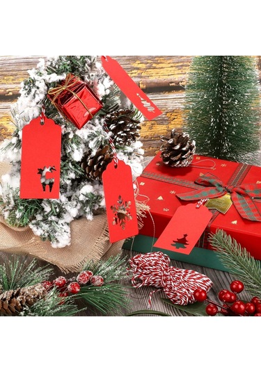 Kesilmiş Kırmızı Beyaz İp Seti, 100lü-35 Cm, Hediye Paketleme & Süsleme İpi, Etiket Ve Ambalaj İpi