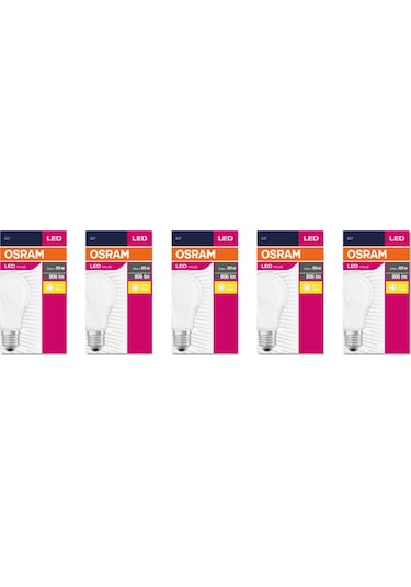 Osram Led Value 8,5W Sarı Işık E-27 806lm Ampul 5 li Paket