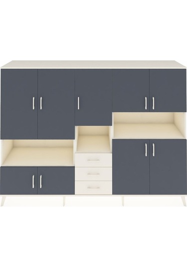 Hyperion Dolap 13 Raflı 3 Çekmeceli 9 Kapaklı 220x44x163 Aytaşı-a Aytaşı-antrasit/aytaşı