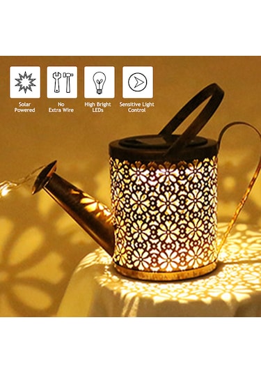 Yaozixa Güneş Enerjili Çaydanlık Şekilli 36 Led Işık, Işık Kontrolü, 600mah Şarj Edilebilir Pil, S Tipi Kanca, Bahçe Ve Ev Dekorasyonu