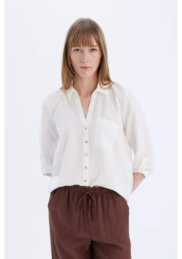 DeFacto Regular Fit Basic Düz Uzun Kollu Gömlek M9407AZ25SPWT16 DeFacto Regular Fit Basic Düz Uzun Kollu Gömlek M9407AZ25SPWT16
