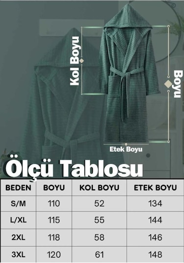 Kapüşonlu Bornoz Doğa Çağla Yeşili 2xl Çağla Yeşili