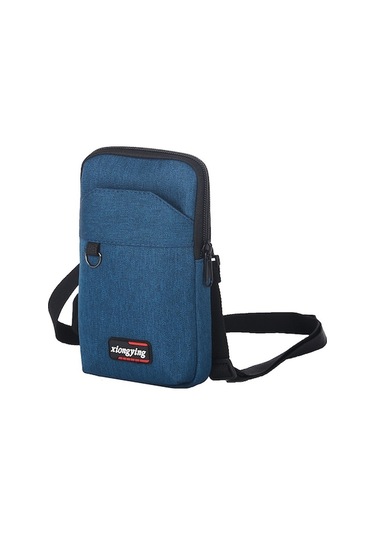 Mengtuo Erkek Cep Telefonu Çantası, Gündelik Kemerli Bel Çantası, Kanvas Crossbody, İki Katmanlı Cep Telefonu Bel Çantası, Kancalı Mavi Kayış Cn Mavi