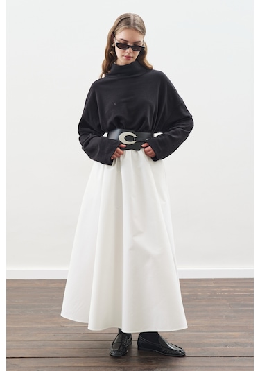 Yüksek Yakalı Oversıze Sweatshırt Siyah Siyah