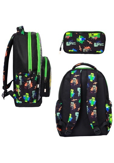 Yeşil Baskılı, 3 Lü İlkokul Erkek Çocuk Beslenmeli Ve Kalemlikli