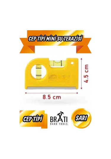Cep Tipi Su Terazi Mıknatıslı Mini Su Terazisi 85 Mm Sarı