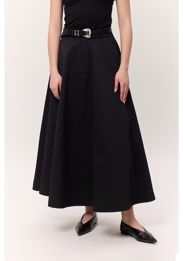 Premıum Geniş Etek Siyah Siyah