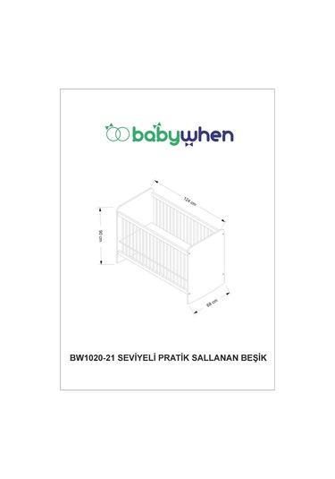 BW1020 - Sallanır Sabitlenir Pratik Kademeli Bebek Beşik Beyaz 60x120 Beyaz
