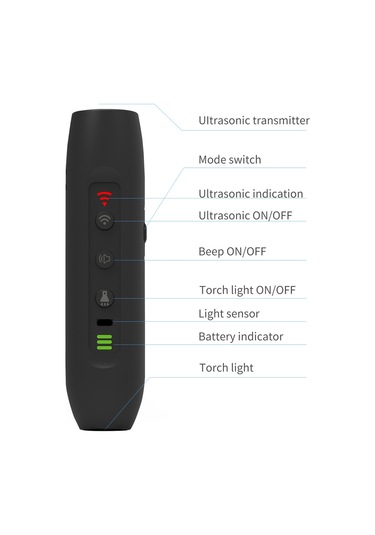Ultrasonik Köpek Kovucu Yükseltme 3 Mod Siyah