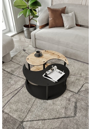 Yin Yang Unıty Serenıty Orta Sehpa 2 Li Safir Siyah 70 Cm Siyah