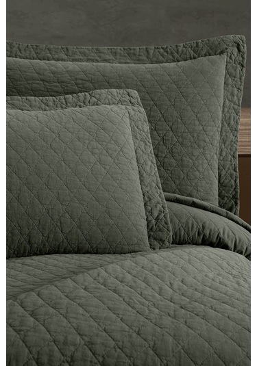 Este %100 Pamuk Parça Boyama Yatak Örtüsü Seti 180 X 260 Haki Bej