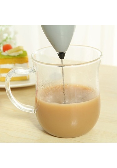 Yasammerkezi Gri Stil Içecekler Süt Kahve Köpürtücü Köpürtücü Çırpma Mikser Karıştırıcı Elektrikli Mini Ahşap