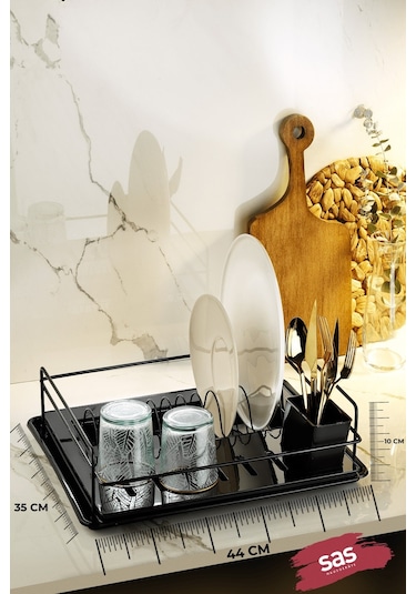 Tek Katlı Siyah Bulaşıklık Dayanıklı Paslanmaz Bulaşık Sepeti, Tepsili, Tabak Ve Kaşık Kurutmalık - Tbk-01 Siyah