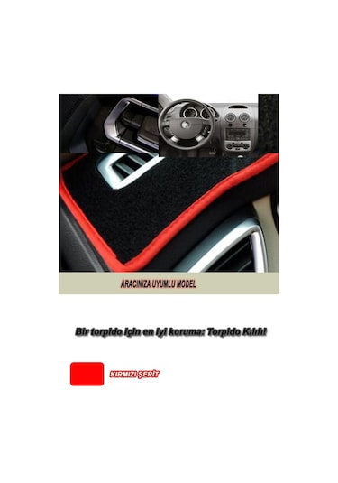 Ford Mondeo 1993-1998 3d Özel Yeni Torpido Koruma Kılıfı - Ön Göğüs Panel Kaplama - Kırmızı Şerit