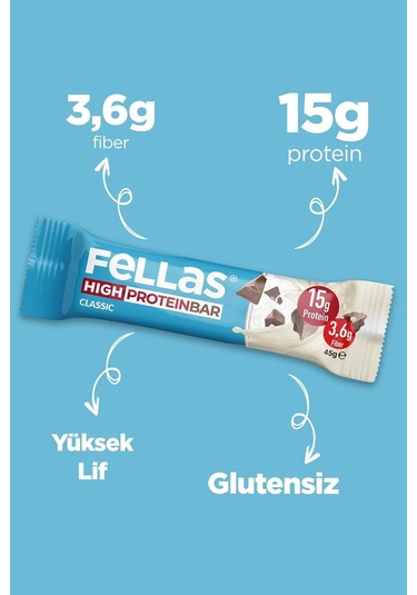 Fellas Yüksek Protein Bar - Klasik Sade 45g 3 Adet
