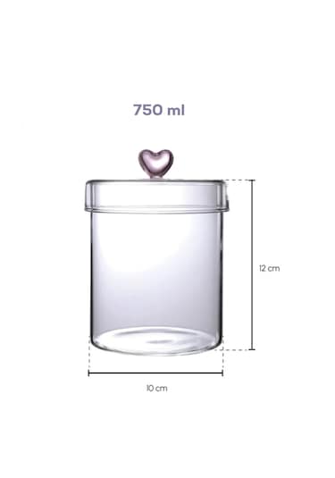 Porsima Hearts 3lü 750 Ml Borosilikat Cam Kavanoz Seti Saklama Kabı Takımı 10x12 Cm Şeffaf