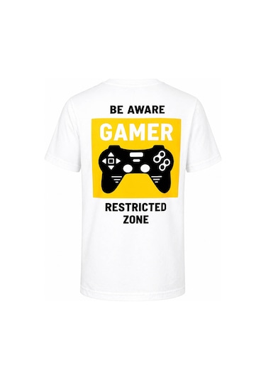 Trender Gamer Baskı Beyaz Erkek Çocuk T-shirt 8035