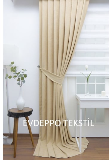 Taç Soft Krem Fon Perde Krem