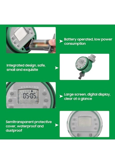 Pazly Dijital Otomatik Sulama Zamanlayıcı, Pille Çalışan Akıllı Su Kontrol Cihazı - Bahçe Çim Sera İçin