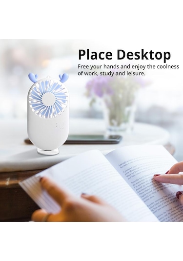 Beyaz Fonken Mini Usb Fan Sevimli Taşınabilir El Fan Hız Ayarlanabilir Hava Soğutucu Açık Seyahat Şarj Edilebilir Fan