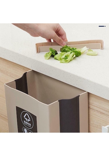 Beyaz Mayitr Mutfak Dolabı Kapı Asılı Çöp Kutusu Çöp Kutusu Katlanabilir Çöp Konteyneri Beyaz