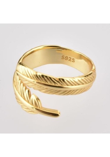 Soulader Ayarlanabilir Gümüş Yüzük Kaya Ve Punk Tarzı Yaprak Desenli, Kişiye Özel Boyut Seçenekli Şık Ve Zarif Aksesuar Sarı