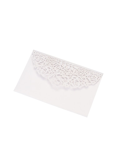 Mufunye "10 Adet İnci Kağıdı Çiçek Desenli Davetiye Kartı - Düğün, Doğum Günü, Yıldönümü İçin Şık Set" XL