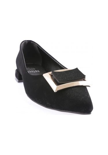 Dgn 2802-23y Kadin Sivri Burun Metal Kare Tokali Babet 2802-1423-R1700 Siyah