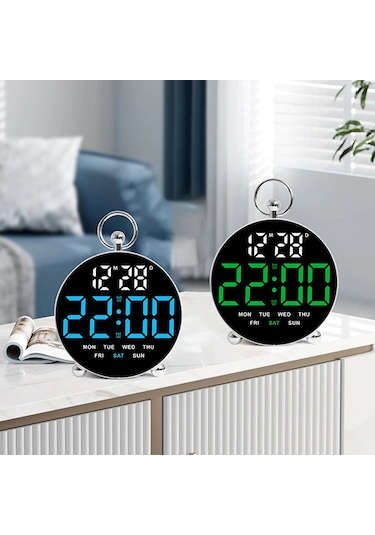 8029 Led Dijital Çalar Saat Çok Fonksiyonlu Öğrenci Elektronik Masa Saati Büyük Ekranlı - Renkli Renkli