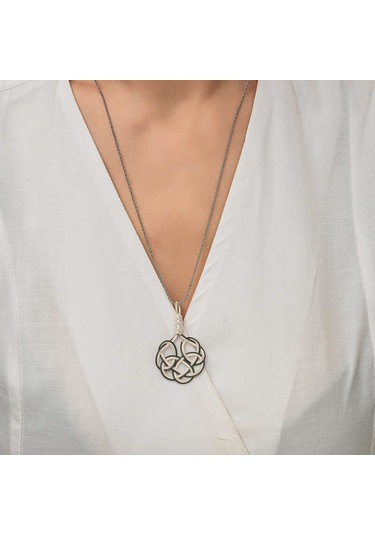 Himarry Gümüş Kazaziye Örgü Kadın Kolye Beyaz