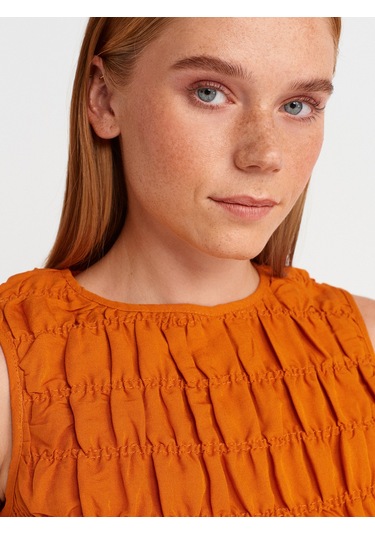 Dilvin 50845 Kolsuz Crop Bluz-oranj Oranj