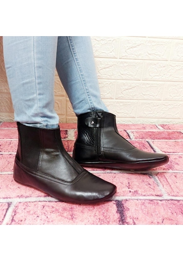 Fiyra Mest GRD Kalın Hakiki Deri Fermuarlı Lastikli İçi Miflonlu AYKMST-00000005